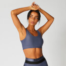 Metallic Asymmetric Sports Bra — Navy - XS