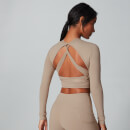 Power Open Back Crop Top - Brown - XS