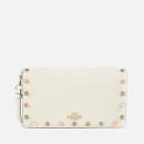 Coach Women's Cult Border Rivets Foldover Cross Body Clutch Bag - Chalk