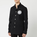 Balmain Men's Coin Embroidered Denim Shirt - Noir