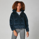Chaqueta Acolchada de Terciopelo Corta - Azul - XS