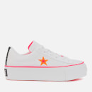 Converse Women's One Star Platform Ox Trainers - White/Racer Pink/Orange Rind