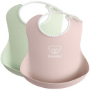 BABYBJÖRN Baby Bib - Green and Powder Pink (2 Pack)