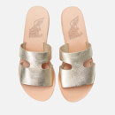 Ancient Greek Sandals Women's Apteros Metallic Leather Slip on Sandals - Platinum/Sand