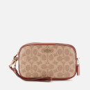Coach Women's Colorblock Coated Canvas Signature Cross Body Bag Clutch - Tan Rust
