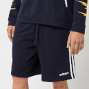 adidas Men's Essential 3 Stripe Fleece Shorts - Navy