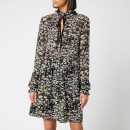 Ganni Women's Mini Printed Georgette Dress - Black