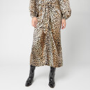 Ganni Women's Silk Stretch Satin Skirt - Leopard