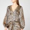 Ganni Women's Silk Stretch Satin Top - Leopard