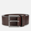 HUGO Men's Giove Logo Tab Leather Belt - Brown