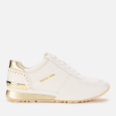 MICHAEL MICHAEL KORS Women's Allie Leather Wrap Runner Style Trainers - Optic/Pale Gold