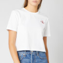 Calvin Klein Jeans Women's Monogram Embroidery Cropped T-Shirt - Bright White