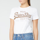Superdry Women's V Logo Glitter Emboss Entry T-Shirt - Optic