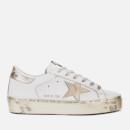 Golden Goose Deluxe Brand Women's Hi Star Leather Flatform Trainers - White/Gold Sparkle