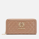 Love Moschino Women's Quilted Zip Around Purse - Camel