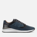 BOSS Men's Element Leather/Nylon Running Style Trainers - Navy