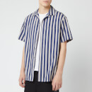 Lanvin Men's Striped Bowling Shirt - Dark Blue/Light Grey