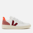 Veja Women's V-10 Leather Trainers - Extra White/Marsala/Dried Petal/Orange Fluo