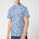 Tommy Hilfiger Men's Slim Large Leaf Print Shirt - Blue Quartz/Snow White