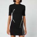 Alexander Wang Women's Short Sleeve Travelling Zip Rib Dress - Black