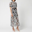 Self-Portrait Women's Short Sleeve Abstract Guipure Dress - Ivory/Black