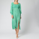 RIXO Women's Marianne Dress - Retro Micro Floral/Green Blue