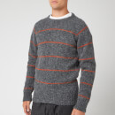 YMC Men's Everyman Striped Crew Jumper - Charcoal/Rust