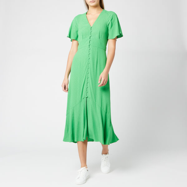 Whistles Women's Micro Spot Print Button Dress - Green/Multi