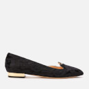 Charlotte Olympia Women's Kitty Velvet Flats - Black