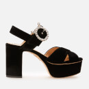 Charlotte Olympia Women's Velvet Heeled Platform Sandals - Black