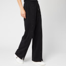 Karl Lagerfeld Women's Wide Leg Snap Pants with Logo - Black