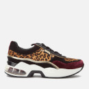 Karl Lagerfeld Women's Ventura Leopard Mix Runner Style Trainers - Wine Mix