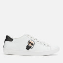 Karl Lagerfeld Women's Kupsole II Karl Ikonic Leather Cupsole Trainers - White/Black