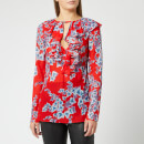 Philosophy di Lorenzo Serafini Women's Leaf Print Frill Detail Blouse - Red