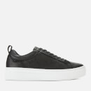 Vagabond Women's Zoe Embossed Leather Platform Trainers - Black