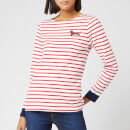 Joules Women's Harbour Embroidered Yuledog Top - Red Stripe