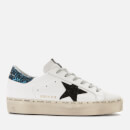 Golden Goose Deluxe Brand Women's Hi Star Leather Flatform Trainers - White/Blue Glitter/Black Star