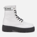 Tommy Jeans Women's Patent Leather Flatform Boots - White