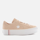 Converse Women's One Star Platform Seasonal Suede Ox Trainers - Light Bisque/White/White