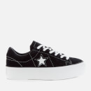 Converse Women's One Star Platform Ox Trainers - Black/Black/White