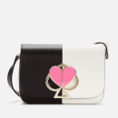 Kate Spade New York Women's Nicola Bicolor Twistlock Small Flap Shoulder - Black/Optic White