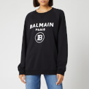 Balmain Women's Flocked Logo Sweatshirt - Black