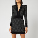 Balmain Women's V Neck Diamond Dress - Black
