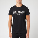 Balmain Men's Paris Silver Logo T-Shirt - Noir