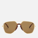 Alexander McQueen Men's Metal Aviator Style Sunglasses - Gold/Brown