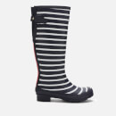 Joules Women's Welly Print Back Adjustable Tall Wellies - Cream Blue Stripe