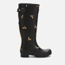 Joules Women's Welly Print Back Adjustable Tall Wellies - Black Metallic Bees