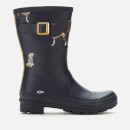 Joules Women's Molly Mid Height Printed Wellies - Navy Harbour Dogs