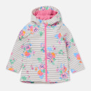 Joules Girls' Raindance Showerproof Rubber Coat - Cream Navy Floral