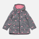 Joules Girls' Raindrop Hooded Rain Coat - Pink Stripe Horse